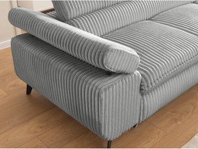 Colțar gri deschis cu tapițerie din catifea reiată (cu colț pe partea dreaptă/în formă de ”L”) Marbeya – Ropez