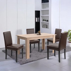 Set de masă Leon 4+1, stejar Sonoma-maro