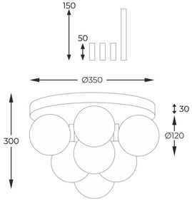 Lustră aplicată Zuma Line 5646 ALI 7xG9/40W/230V