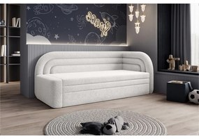 Canapea crem extensibilă/cu spațiu de depozitare cu tapițerie din țesătură bouclé cu colț pe partea dreaptă 223 cm Fabillo – ELTAP