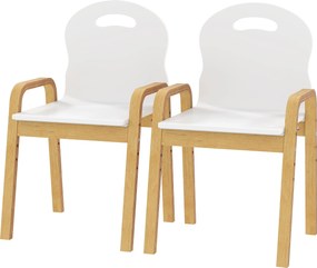 AIYAPLAY Set de 2 scaune pentru copii reglabile pe înălțime fotoliu din lemn masiv cu cotiere 39x34x61,5cm alb | Aosom Romania