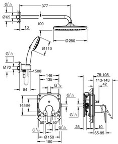 GROHE START VITALIO START 250 - Sistem de duș încorporat, crom 25292000