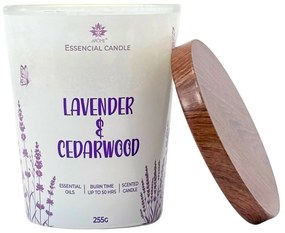 Lumânare Arome în sticlă cu capac metalic 255gLavender& Cedarwood