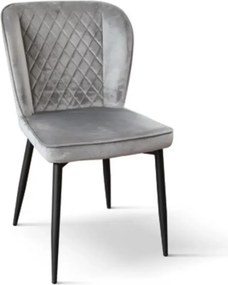 SET 4 Scaune Manta, structura metalica, catifea - STANDARD - NEGRU - GRI - CATIFEA