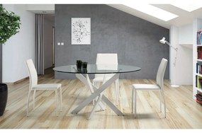 Masă de dining rotundă cu blat din sticlă 120x120 cm Ruth – Marckeric