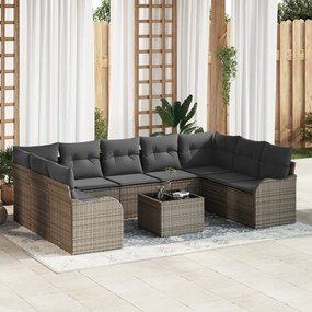Set de canapea de grădină vidaXL 9 piese cu perne negre din rattan poli