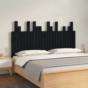824797 vidaXL Tăblie de pat pentru perete, negru 146,5x3x80 cm lemn masiv pin