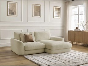 Colțar bej cu tapițerie din țesătură bouclé (cu colț pe partea dreaptă/cu șezlong) Leonore – Bobochic Paris