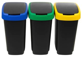 Set de 3 coșuri de gunoi pentru deșeuri sortate din plastic reciclat 75 l Twist - Rotho