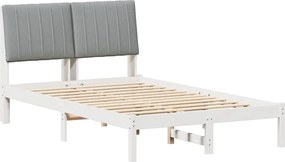 vidaXL Cadru de pat cu headboard Alb 120 x 190 cm Lemn de pin masiv