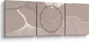 Tablou - Frunze bej N⁰1 (cu ceas) (90x30 cm)