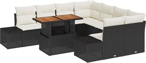vidaXL Set de canapele pentru grădină 9 pcs Negru Rattan poli