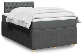 vidaXL Pat box spring cu saltea, gri închis, 120x190 cm, textil