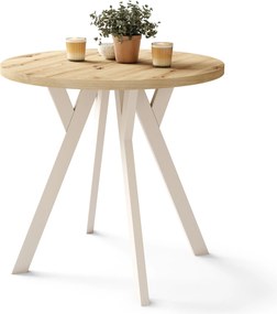 Mazzoni ALMO 80 Stejar Artisan/picioare bej - MASĂ ROTUNDĂ CU PICIOARE Y LOFT/INDUSTRIAL PENTRU BUCĂTĂRIE LIVING SAU SUFRAGERIE