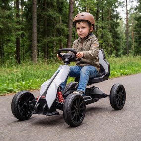 HOMCOM Go-Kart Electric Pentru Copii 3-8 Ani, 3-5 Km/h, Alb | Aosom Romania