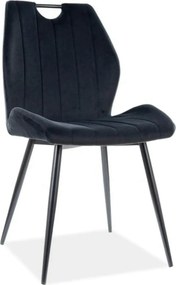 Scaun tapitat ARCO, negru, stofa/metal, 52x44x92 cm