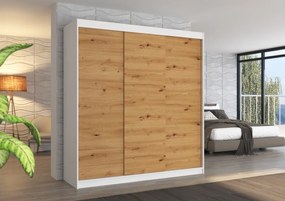 Dulap cu usi glisante 200x215 cm, Megan, ADRK Furniture (Culoare: Negru)