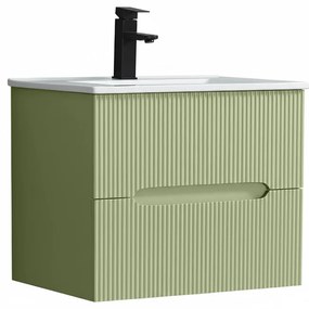 Trent 60 dulap de baie inferior cu chiuvetă ceramică 2 sertare, verde deschis