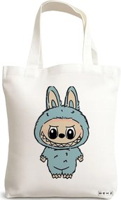Sacosa de Panza pentru Cumparaturi, Geanta Tote, model Labubu 25 38 x 34.5 cm, Alba, BEKZ®