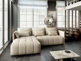 Colțar extensibil dumonde cu ladă de depozitare si sezut confortabil din spuma high-density, Malta Enjoy Camel 235x185 cm