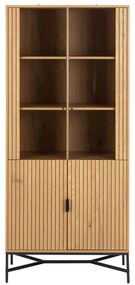 Vitrină în culoare naturală cu aspect de lemn de stejar 80x180x40 cm Jaipur – Actona