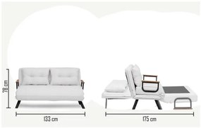 Canapea extensibilă 2 locuri QIRA, albă