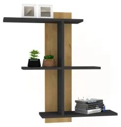 Etajeră de perete BAHRO 90x111 cm antracit/maro