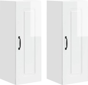 vidaXL Dulap de bucătărie Kalmar 2 pcs Alb lucios 30 x 31 x 80 cm