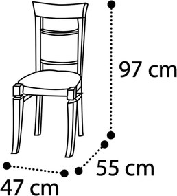 Scaun lemn masiv crem Victoria Patinat, 47 × 55 × 97 cm