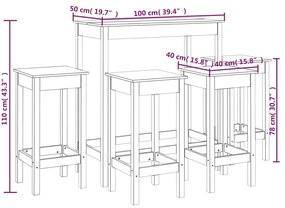 Set mobilier de bar, 5 piese, maro miere, lemn masiv de pin