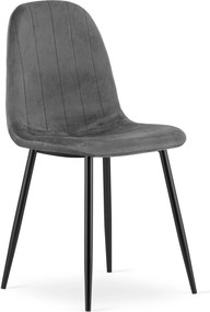 Scaun de masa PADVA VELVET cu picioare negre, gri inchis
