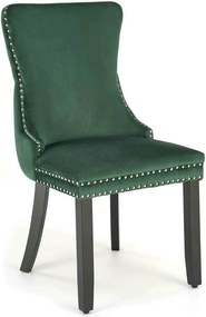 Scaun ALDA, verde inchis/negru, stofa catifelata/lemn, 50x62x95 cm