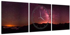 Tablou calea lactee roz (cu ceas) (90x30 cm)