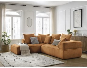 Colțar galben muștar cu tapițerie din chenille (cu colț pe partea stângă/în formă de ”L”) Whesley – Bobochic Paris