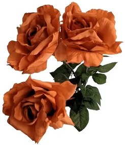Floare artificială Trandafir cupru, 74 cm, 3bucăți