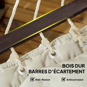 Outsunny Hamac pe suport, hamac cu suport din oțel, pernă, bare de întindere, 368 x 140 x 110 cm, cremă | Aosom Romania