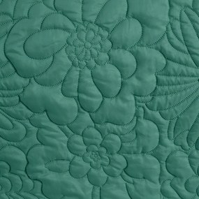 Cuvertură de pat turcoaz deschis mat, cu imprimeu floral Lăţime: 170 cm | Lungime: 210 cm