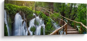 Tablou - Lacurile Plitvice (cu ceas) (90x30 cm)