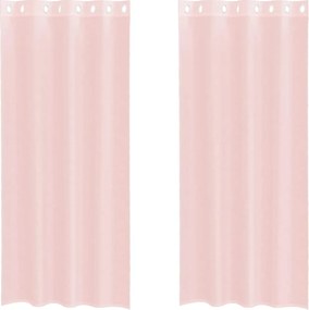 vidaXL Perdele Voile cu Oelii 2 buc Roz deschis 140x245 cm