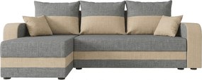 OFERTA Canapea extensibila reversibila in forma de L VALERIO 238x140 cm, gri deschis/bej + 2 perne CADOU a doua calitate