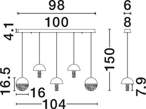 Lustra decorativa liniara cu 5 pendule LED 3000K DORIN