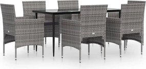 vidaXL Set de servit masa pentru grădină, 7 piese, gri și negru
