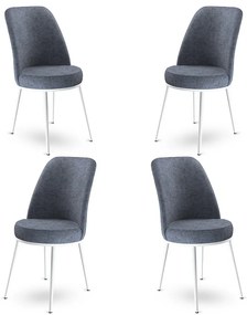 Set 4 scaune haaus Dexa, Fum/Alb, textil, picioare metalice