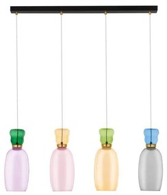 Lustra cu 4 pendule LED design modern Pluma multicolor