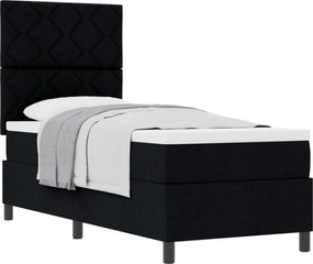 vidaXL Pat cu arcuri cu saltea cu headboard Negru 80 x 200 cm țesătură