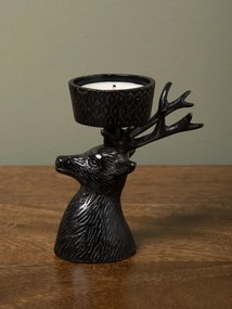 Suport de lumanare, tip pastila, negru, din alama, Deer