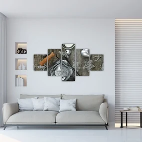 Tablou - decorațiuni argintii de Crăciun (125x70 cm), în 40 de alte dimensiuni noi