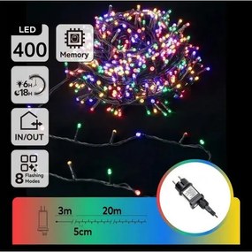 Aigostar - Instalație luminoasă LED RGBY de exterior pentru Crăciun 400xLED/6W/230V/8 funcții 20m IP44