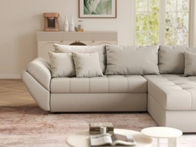 Colțar extensibil dumonde cu ladă de depozitare si sezut confortabil din spuma high-density, Loana Enjoy Bej II 270x185 cm