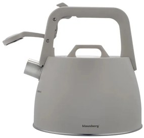Ceainic cu fluier Klausberg KB 7916, 2.5 l, Maner izolat termic, Inductie, Gri